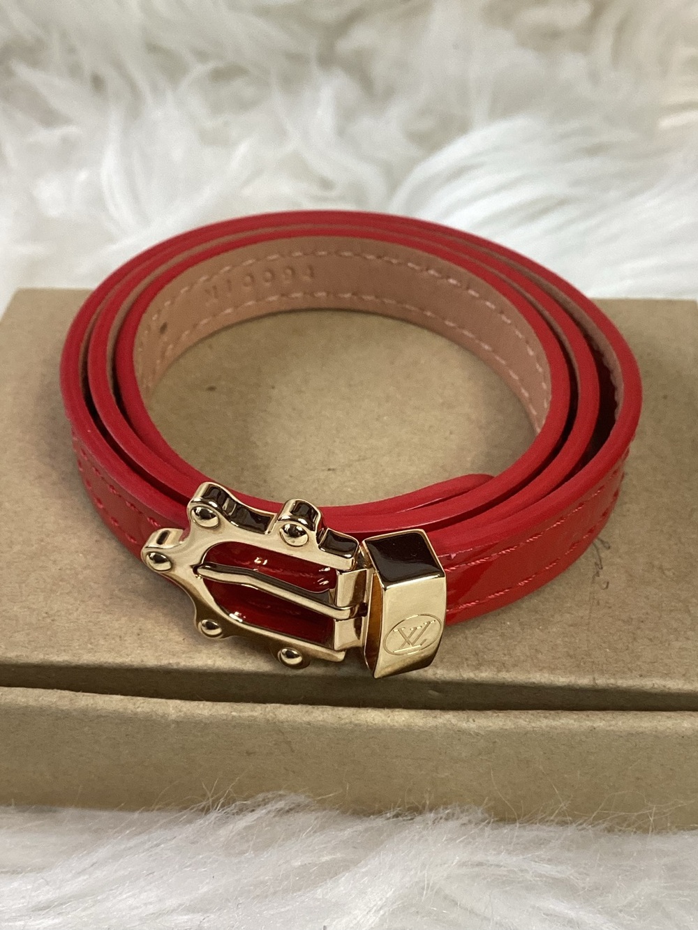 Red Louis Vuitton Vernis Triple Tour Bracelet